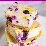 Blueberry Lemon Cheesecake Squares stack of 3