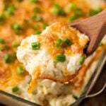 Cheesy Baked Orzo Pasta on a spoon.