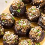 Garlic Stuffed Mushrooms on a board