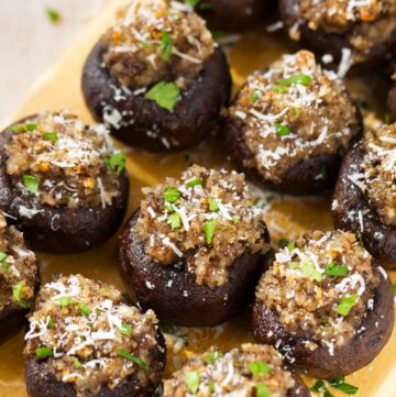 Garlic Stuffed Mushrooms on a board
