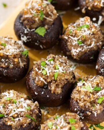 Garlic Stuffed Mushrooms on a board