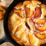 Fresh Peach Cobbler in a cast iron skillet