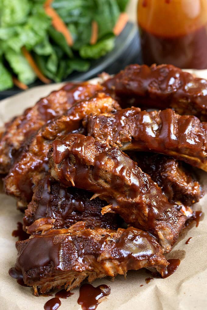 Baby Back Ribs on a beige plate