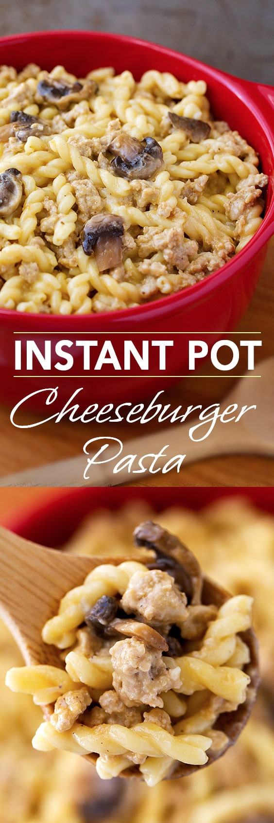 Instant Pot Cheeseburger Pasta is made with ground turkey or ground beef, and is ready in under an hour! Yummy! simplyhappyfoodie.com