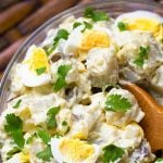 bowl of potato salad closeup.