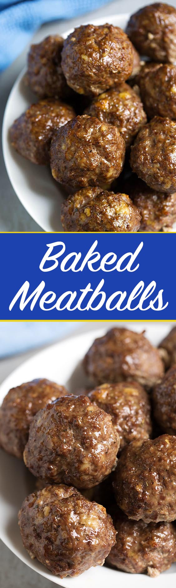 Easy Baked Meatballs have amazing flavor, and are ready in under an hour. We love them in spaghetti! simplyhappyfoodie.com #easymeatballs #bakedmeatballs #meatballs