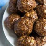 Several Easy Baked Meatballs on a white plate