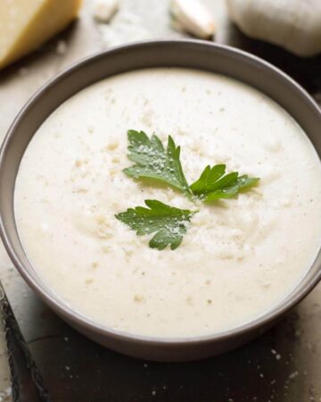 Creamy Garlic Parmesan Sauce in a bowl