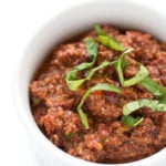 Olive Tapenade in a small white bowl
