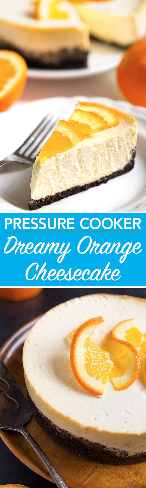 Pressure Cooker Dreamy Orange Cheesecake is the perfectly delicious, creamy orange cheesecake! Make it in your Instant Pot! simplyhappyfoodie.com