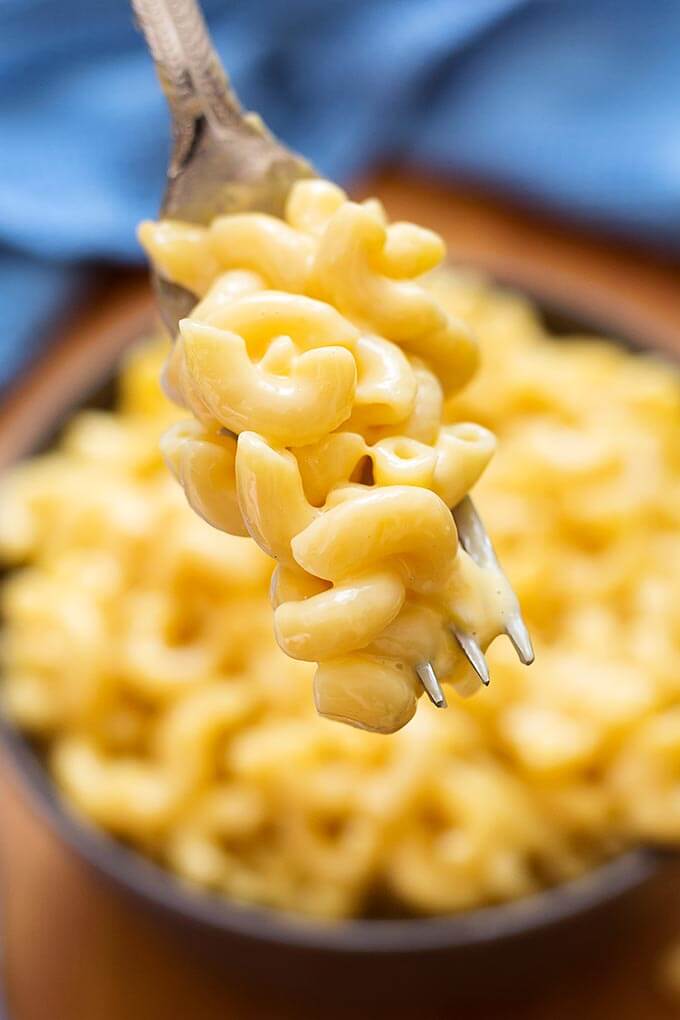 Instant Pot Mac and Cheese on a fork