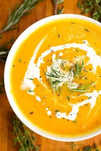 Instant Pot Butternut Squash Soup in a white bowl