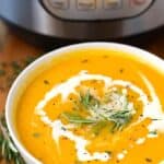 Instant Pot Butternut Squash Soup in white bowl