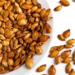 Roasted Pumpkin Seeds in a white bowl