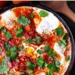 Shakshouka - Eggs in Purgatory in cast iron skillet