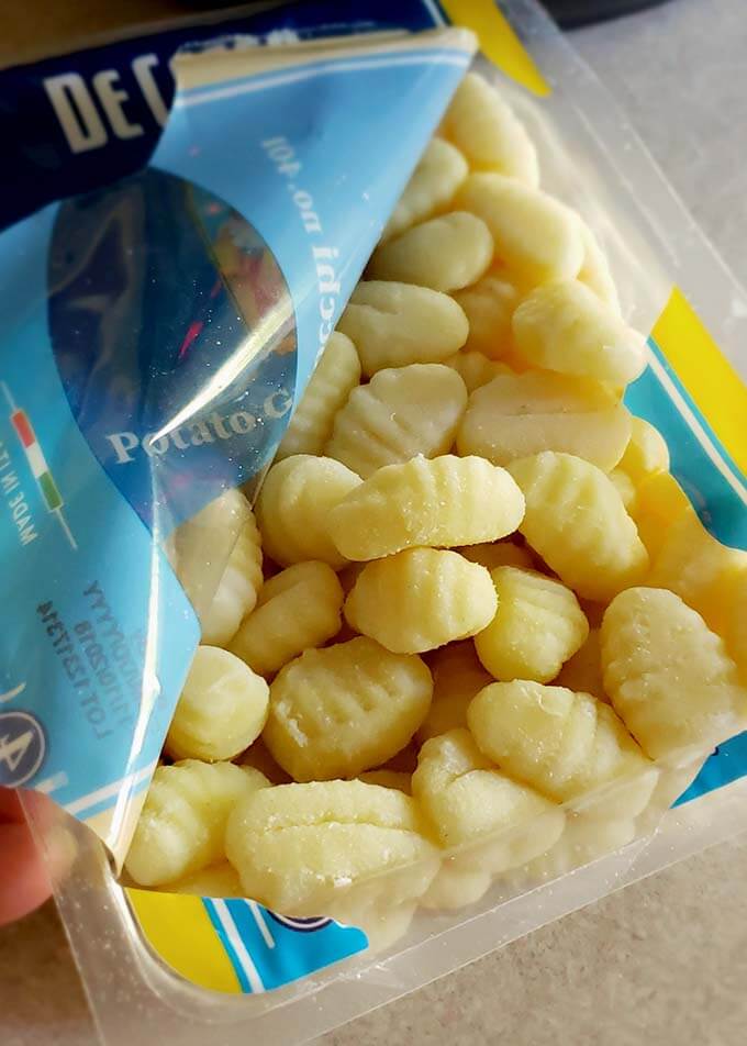 Open package of gnocchi 