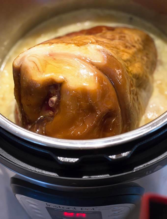 poured honey over the ham in pressure cooker pot