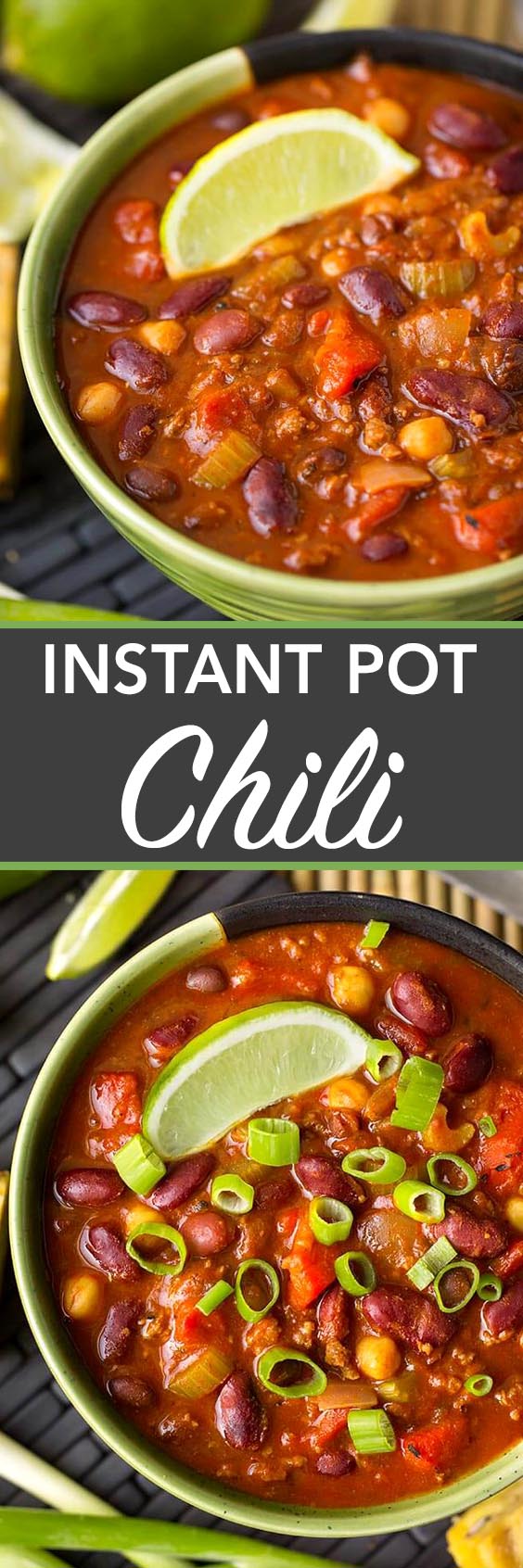 Instant Pot Chili is rich and hearty with beans and tomatoes, and lots of flavor. Pressure cooker chili is easy and fast! simplyhappyfoodie.com