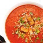 Instant Pot Tomato Soup in white bowl