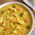 Instant Pot Mulligatawny Soup in a white bowl