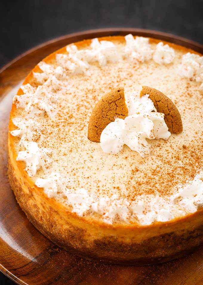 Eggnog Cheesecake on a brown plate