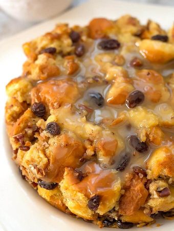 Bread Pudding on a white plate