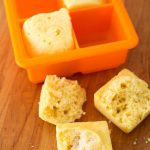 Cornbread Squares in a small four chamber square silicon baking mold