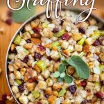stuffing in round pan on wood background