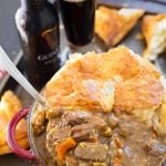 Instant Pot Beef Guinness Stew is rich, flavorful, and much faster to make in your electric pressure cooker than in the oven. A hearty and delicious beef stew. simplyhappyfoodie #instantpotrecipes #instantpotbeefstew #instantpotirishbeefstew #instantpotguinnessstew #pressurecookerbeefstew