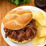 Instant Pot Barbecue Beef is an easy recipe to make, and versatile. Make BBQ beef sandwiches, serve over rice, or on potatoes. Pressure cooker bbq beef bottom round roast. simplyhappyfoodie.com #instantpotrecipes #instantpotbbqbeef #instantpotroast #pressurecookerroast