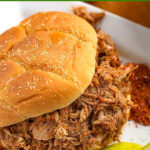 Instant Pot Pulled Pork on a bun