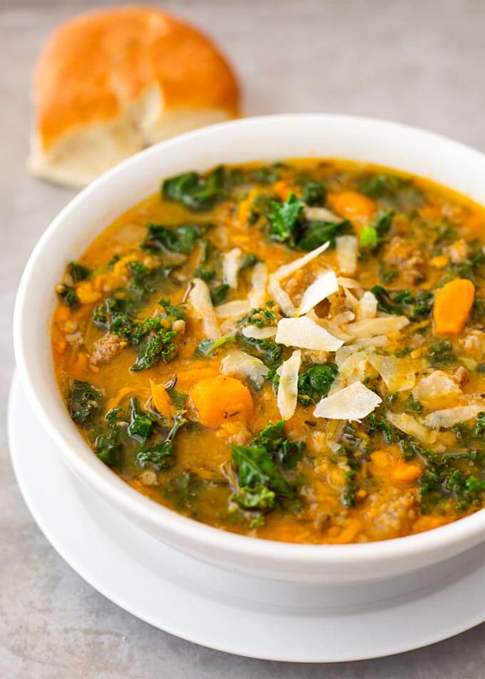 Instant Pot Sweet Potato Sausage Kale Soup Simply Happy Foodie