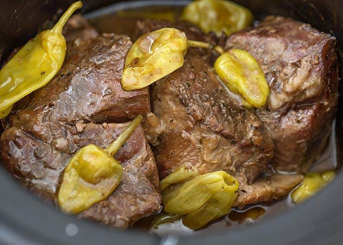 Mississippi Pot Roast in slow cooker