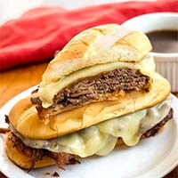 Instant Pot French Dip Sandwiches on a white plate