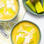 Instant Pot Dill Pickle Soup in green bowl