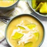 Instant Pot Dill Pickle Soup in a green bowl