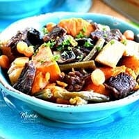 Easy Beef Stew in a blue bowl