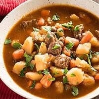 Beef Stew in a white bowl