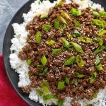 Instant Pot Korean Ground Beef - Bulgogi has incredible flavor! Use this amazing meat for Korean beef tacos, Korean beef rice bowl, or Korean beef lettuce wraps. This pressure cooker Korean ground beef is delicious, and so fast and easy. Make your rice at the same time! simplyhappyfoodie.com #instantpotrecipes #instantpotkoreanbeef #instantpotkoreangroundbeef #instantpotgroundbeef #pressurecookergroundbeef