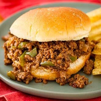 Sloppy Joes on a gray plate