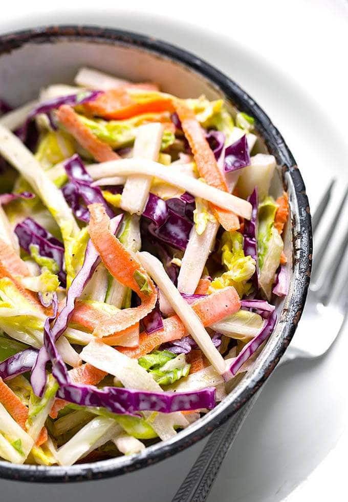 Easy Creamy Coleslaw in bowl