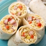 Breakfast Burritos on a blue plate