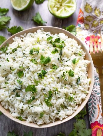 Cilantro Lime Rice in a beige bowl