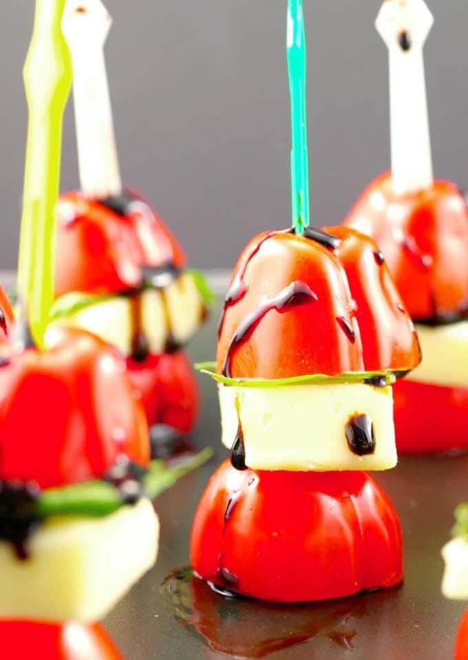 Several Easy Caprese salad skewers