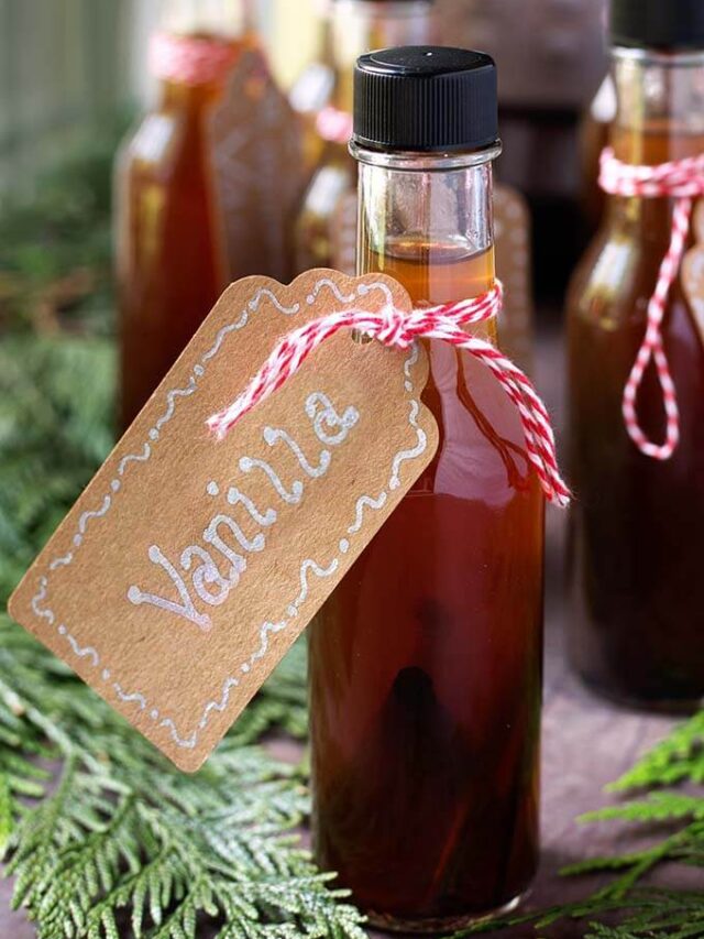 Small bottle of Vanilla Extract with a homemade tag