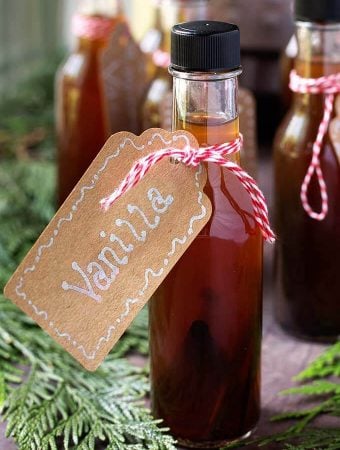 Small bottle of Vanilla Extract with a homemade tag