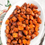 Cinnamon Roasted Butternut Squash on a white platter