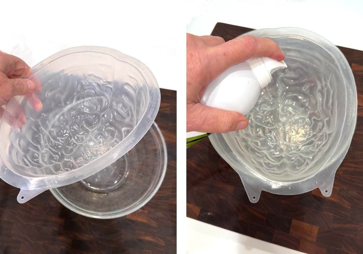 prepping and spraying brain mold, 