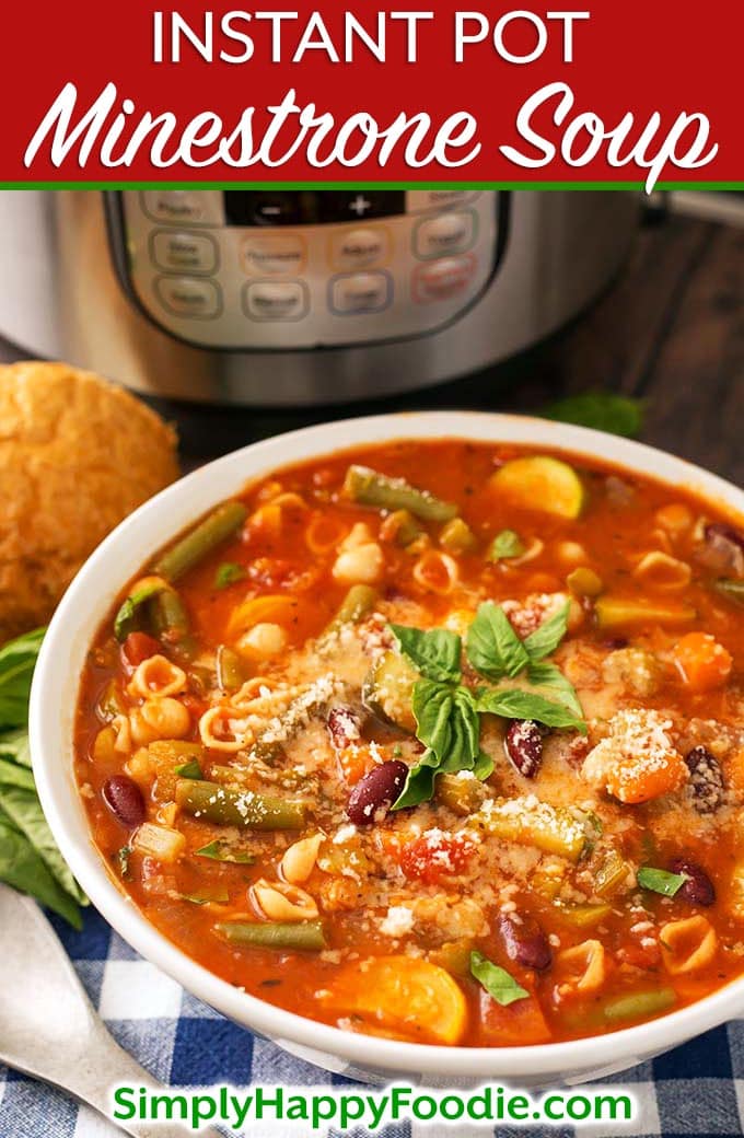 Minestrone Soup in a white bowl