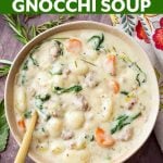 Slow Cooker Creamy Sausage Gnocchi Soup in bowl